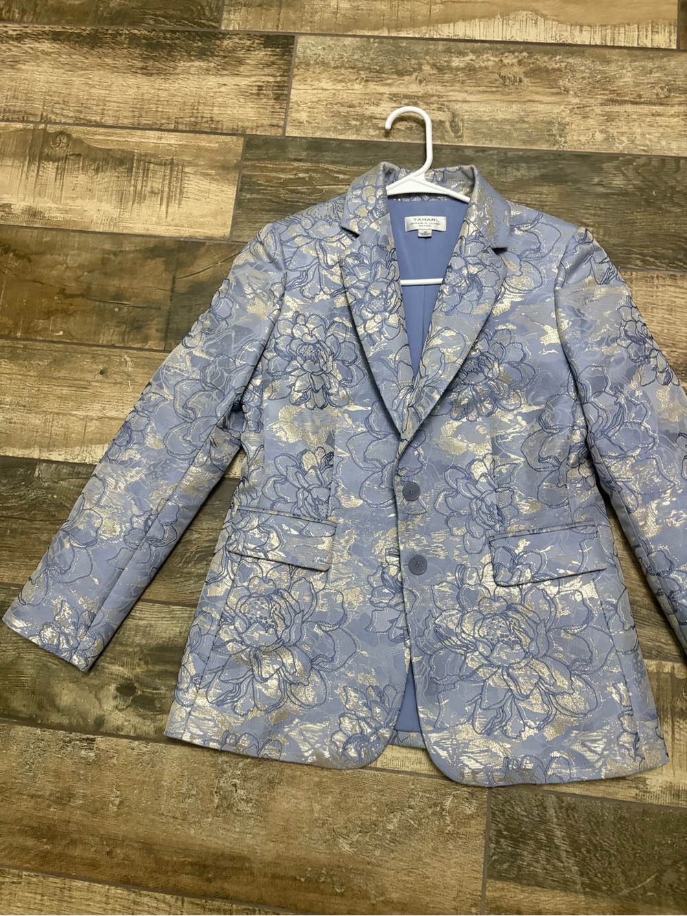 Tahari ASL Lavender Blazer with Metallic Floral Detail